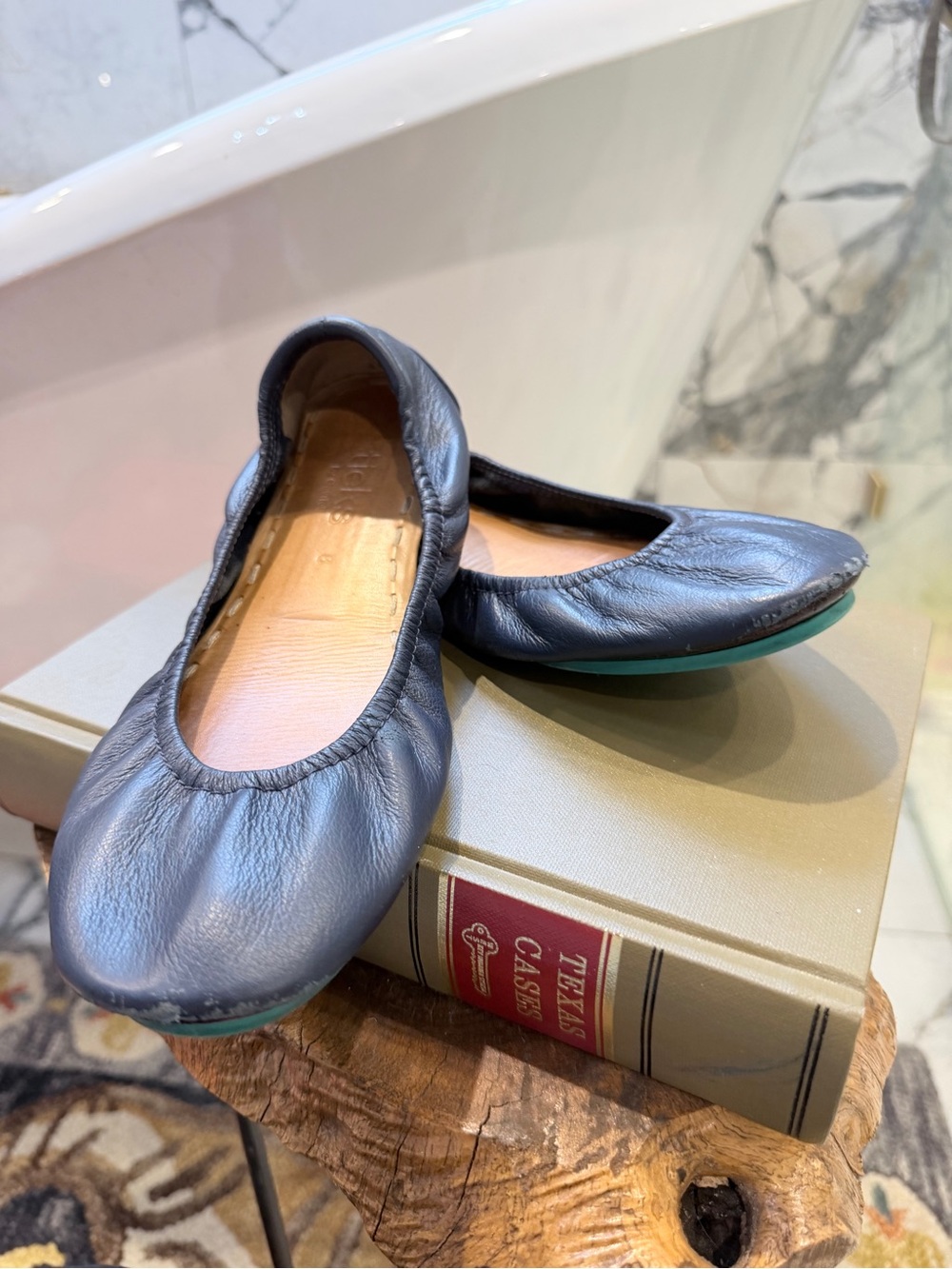 Tieks California Navy Leather Ballet Flats Women’s Size 8